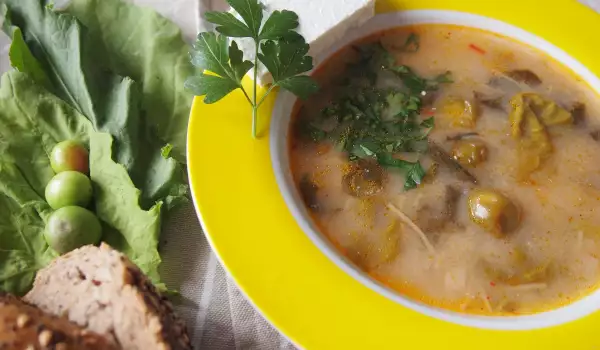 Весенний суп со щавелем, шпинатом и алычой