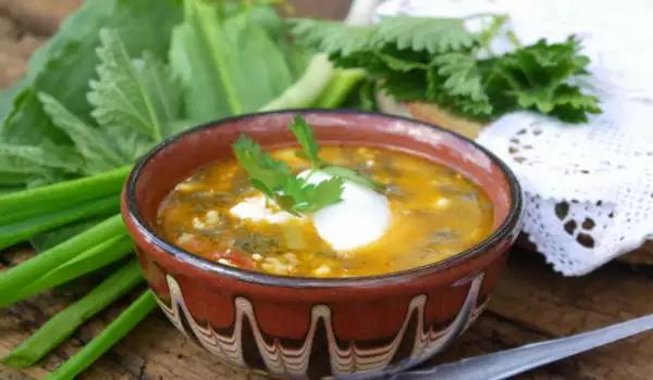 Аппетитный суп из крапивы с рисом