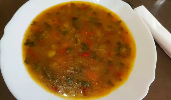 Легкий овощной суп со щавелем