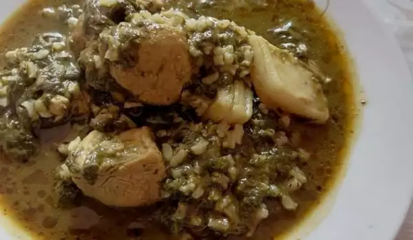 Свинина со щавелем и рисом