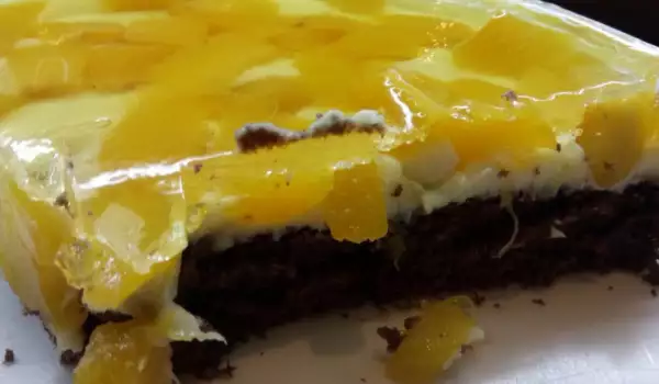 Торт с сыром маскарпоне и персиками