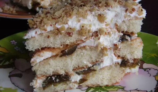 Торт со сметаной и печеньем Дамские пальчики