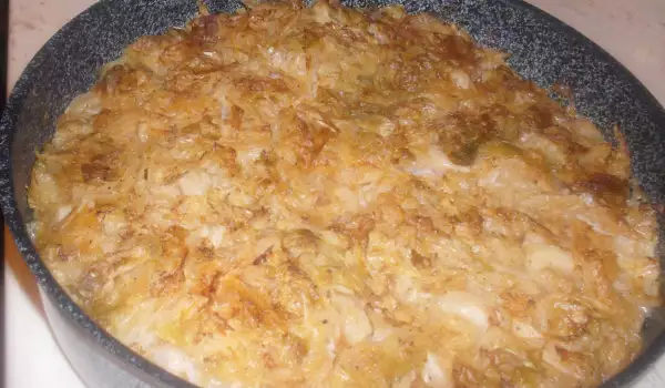 Капуста со свиной грудкой и смальцем