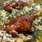 Рулька ягненка с рисом и шпинатом