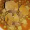 Свиной язык с горошком и картофелем