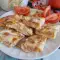 Баница из хлеба с сосисками и сыром