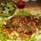 Куриная печень на сковороде с луком, морковью и грибами