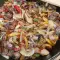 Печень с грибами и луком на сковороде