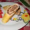 Яичный рулет с мясным фаршем и грибами