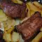 Тушеный картофель с ребрышками в духовке