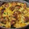 Запеченный картофель с твердым сыром и тефтелями в духовке