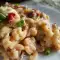 Макароны с мясным фаршем, помидорами и сливками
