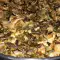 Потроха ягненка с грибами, рисом и зеленью