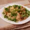 Жульен из курицы с солеными огурцами, грибами и ветчиной