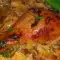 Свежая капуста с курицей в духовке