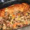 Фаршированный маринованный кролик с рисом и овощами