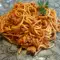 Спагетти с мясным фаршем и помидорами