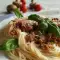 Спагетти с соусом Болоньезе и грибами