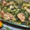 Кролик с рисом и шпинатом в духовке