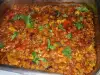 Запеченная фасоль маш с грибами и помидорами