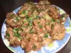 Жареная куриная печень со свежим луком