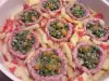 Гнездышки из фарша с овощной начинкой и картофелем