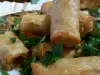Хрустящие весенние рулетики с овощами и мясным фаршем