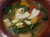 Макаронный суп с фасолью и шпинатом