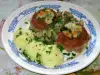 Птичьи гнезда с грибным соусом и картофельным пюре