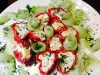 Фаршированные перцы со сливочным и твердым сыром