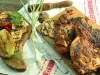 Запеченный целый цыпленок на барбекю