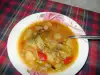Блюдо с мясным фаршем и овощами
