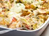 Сочная курочка с грибами, сыром и картофелем