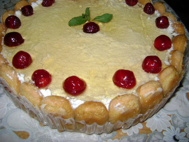 Торт из печенья Дамские пальчики с сыром Маскарпоне и сметаной