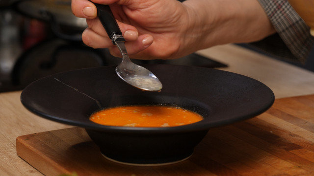 Фальшивый суп из рубца с вешенками