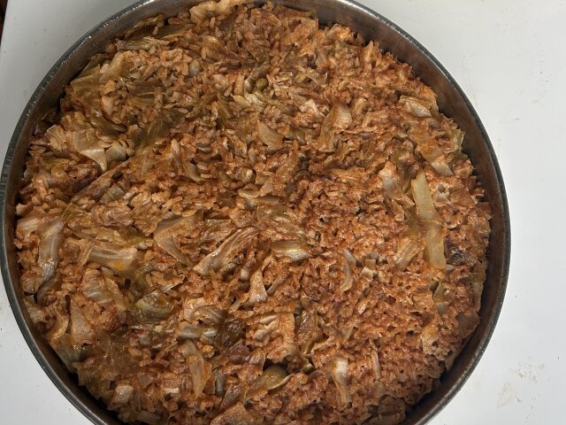 Квашеная капуста с рисом и курицей